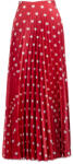 Takoy Panel szabásmintával pliszírozott félkörszoknyához, közepes félmatt szaténból - piros alapon 2 cm-es fehér szívecskék