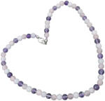  Ametiszt, rózsakvar, tejkvarc vegyes gyöngyös nyaklánc