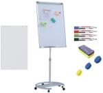 Viamond Flipchart mobil cu brate, Premium, 70x100 cm, inaltime ajustabila + accesorii: hartie flipchart, markere, burete, magneti (981152961)