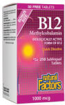 Natural Factors Vitamin B12 (Methylcobalamin) 1000mcg. / 180+30 Tabs
