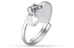 LUCA BARRA Acél gyűrű, szív és fehér cirkónia