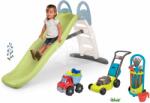 Smoby Set tobogan cu dublu val cu camion Toboggan Life Smoby lungimea suprafeței de alunecare 200 cm cu apă și cărucior cu unelte de grădină (SM820405-17)