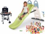 Smoby Set tobogan cu dublu val și grătar pentru grădină Toboggan Life Smoby lungimea suprafeței de alunecare 200 cm cu apă și set de alimente (SM820405-26)