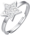 LUCA BARRA Acél gyűrű, csillag és fehér kristályok