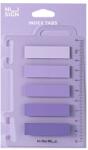 Deli Index autoadeziv plastic 44x12 mm, 5 culori + rigla, violet, DELI NUSIGN (DLENS356-PP)
