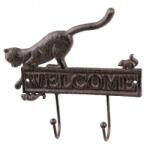 Clayre & EEf WELCOME macskás öntöttvas fogas - 22x5x20 cm (VR-6Y5318)