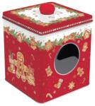 Easy Life - R2S konyha Karácsonyi mézeskalácsos ablakos fémdoboz süteményekhez - 14, 5x13x13 cm - Fancy Gingerbread (VR-092FANG)