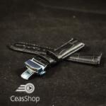  Curea piele vitel captusita deployant cu arc neagra 22 mm - 35929 - ceas-shop - 88,00 RON