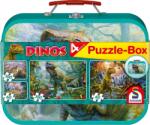 Schmidt Spiele - Puzzle 4v1 Doinosauri v plechovom kufríku - 100 piese Puzzle