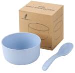 TOO KT-111-BL kék búzaszalma műanyag tál/kanál készlet, 11.3×6 cm (BB392284)