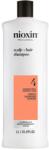 Nioxin Professzionális erősítő sampon töredezés ellen Nioxin System 4 Scalp + Hair festett vagy sérült hajra, előrehaladottan elvékonyodva, 1 l