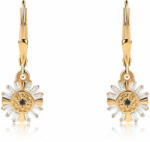  Arannyal Bevont Ezüst Fülbevaló Fekete Gyémánttal és Fehér Topázzal, ROS892