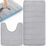 Retoo 2 részes Memóriahabos csúszásmentes Fürdőszoba szőnyeg, szürke, 80 x 50 cm (OR1163)