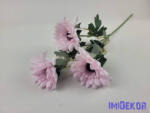  Gerbera 3 fejes selyemvirág ág 61cm - Rózsaszín