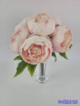  Peónia 6 ágú selyem csokor 30 cm - Krém-Rózsaszín