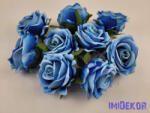  Bársony hatású rózsa fej 7cm - Kék