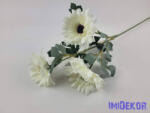  Gerbera 3 fejes selyemvirág ág 61cm - Törtfehér