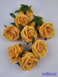  Bársony hatású rózsa fej 7cm - Napsárga