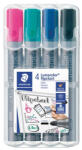 Pátria Papír Táblamarker Staedtler Lumocolor Flipchart Kerek 4 db-os Klt. (pink, Türkiz, Kék, Fekete)