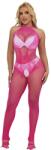 Subblime Bodystockings Subblime - 952389 Halászháló és Csipke ágyék Nélküli Bodyharisnya Magas Nyakkal Rózsaszín Egy Méret (d-241387)