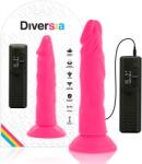 DIVERSIA Rugalmas Dildó Vibrációval 23 Cm - Rózsaszín (d-231124)