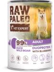VetExpert Conserva RAW PALEO Duck Boar Adult 400g rata si mistret pentru caini adulti