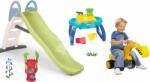 Smoby Set tobogan cu dublu val și măsuță pentru apă și nisip cu moară de apă Toboggan Life Smoby lungimea suprafeței de alunecare 200 cm cu apă și excavator cu scaun (SM820405-53)