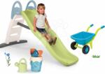 Smoby Set tobogan cu dublu val și set de găleată din trestie de zahăr Toboggan Life Smoby lungimea suprafeței de alunecare 200 cm cu apă și roabă (SM820405-33)