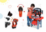 Smoby Set masă de lucru Black&Decker Smoby cu maşină mecanică de găurit şi set de scule electronice 3 în1 Quatro Set (SM500205-2) Set bricolaj copii