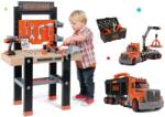 Smoby Atelier de lucru pentru copii cu mașină de găurit Black+Decker și camion cu valiză de lucru și unelte (SM360701-18) Set bricolaj copii