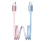 USAMS BICOLOR adatkábel (Type-C - Type-C, 60W, PD gyorstöltő, 120cm) KÉK/RÓZSASZÍN (SJ756USB03) (SJ756USB03) - aqua