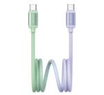 USAMS BICOLOR adatkábel (Type-C - Type-C, 60W, PD gyorstöltő, 120cm) ZÖLD/LILA (SJ756USB02) (SJ756USB02) - aqua