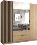 EMS Гардероб с огледало VISTA 200x215 см дъб artisan/графит (MT0120)