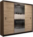 EMS Гардероб MIRO 250x215 см с огледало, дъб крафт/черен (MT0021)