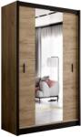 EMS Гардероб MIRO 150x215 см с огледало, дъб крафт/черен (MT0019)