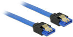 Delock Cablu SATA, 6 Gb/s, manșon, drept Manșon SATA, drept, 50 cm, albastru cu capse aurii