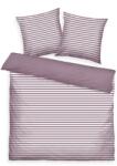 Tom Tailor Hanga Lila Csíkos Pamut Ágyneműgarnitúra - 200x220, 80x80