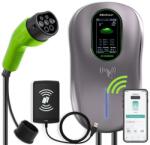 Qoltec EV Töltőállomás 2 az 1-ben Type2 | 22kW | LCD | RFID | 3 fázis | Wallbox | 5m (52431)