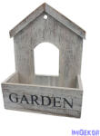  Garden feliratos fa házikós ládikó 25cm - Fehér