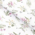 Goldea pamutvászon - színes réti virágok fehér alapon 160 cm