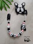 Baby Panda Névre szóló rágcsalánc - Bulldog - fekete/rózsaszín