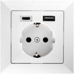 ABEX PERLA Priza simpla schuko USB A+C 16A alb (5668)