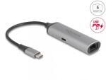 Delock Adaptor USB type C la 5 Gigabit LAN RJ45 + PD 3.1 140W, Delock 81591 (81591)