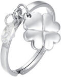 LUCA BARRA Acél gyűrű, négylevelű lóhere és fehér cirkónia