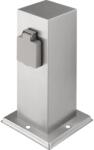 Solight PG11 kültéri 2 aljzatos 230V IP44 matt króm, szögletes oszlop PG11 (SL1489)