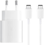 Laptophardware Samsung Galaxy-hoz 25W gyors Töltő + Kábel (USB-C to USB-C) S8, S9, S10, S20, S21, S22, S23, S24 fehér