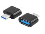 Laptophardware USB-C (Type-C) to USB 3.0 OTG (Normál USB) adapter, átalakító fekete