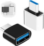 Laptophardware 2 darabos szett USB-C (Type-C) to USB 3.0 OTG (Normál USB) adapter, átalakító 1db fekete és 1db fehér