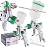Technic Professzionális HVLP festékszóró készlet - 3 db úvóka (0, 8mm, 1, 4mm, 1, 7mm), két pisztoly, 600ml és 125ml tartály TC Technic SET601