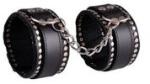 BLACKRED Fekete/fekete bőrből készült bokabilincsek - díszítéssel